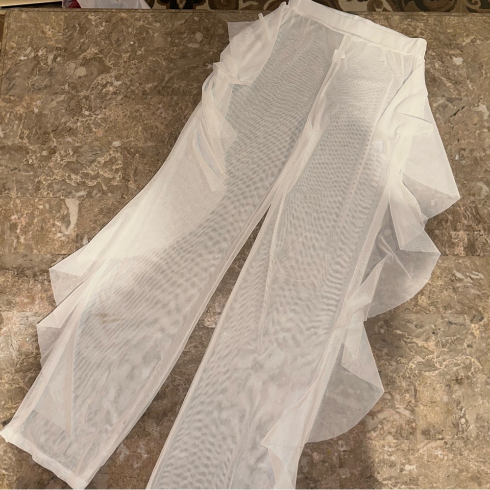 White Swimsuit Coverup Pants